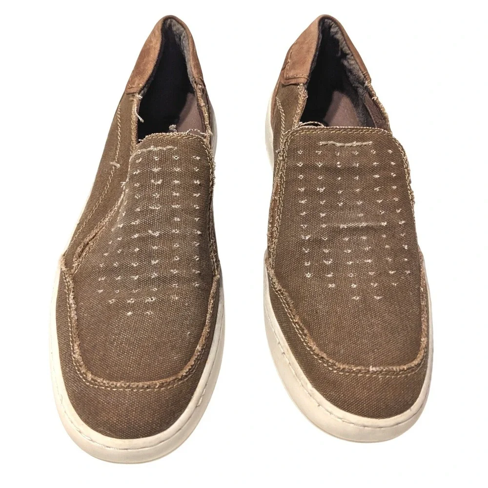 Roan by Bed Stu Kayson Mens Brown Textile Leather Slip On Sneakers Size 11